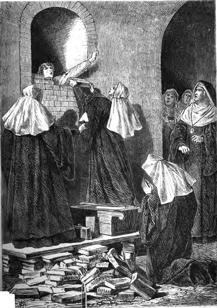 Сэндвич с монахиней, гравюра Винценца Кацлера 1868 года. Источник: Википедия.