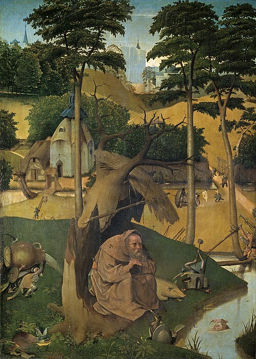 Искушения Сан-Антонио Абада. Иероним Боск. 1510 – 1515. Масло на деревянной доске из дуба, 73 х 52,5 см. Музей Прадо